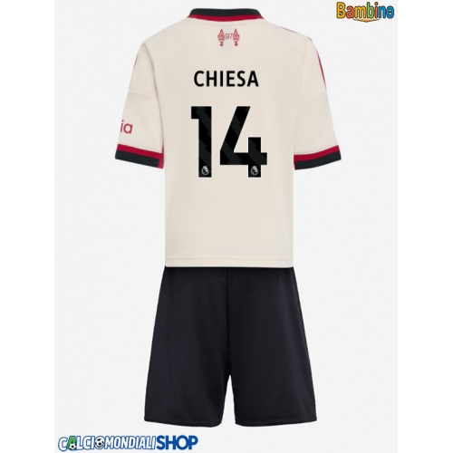 Maglie da calcio Liverpool Federico Chiesa #14 Seconda Maglia Bambino 2025-26 Manica Corta + Pantaloni corti)